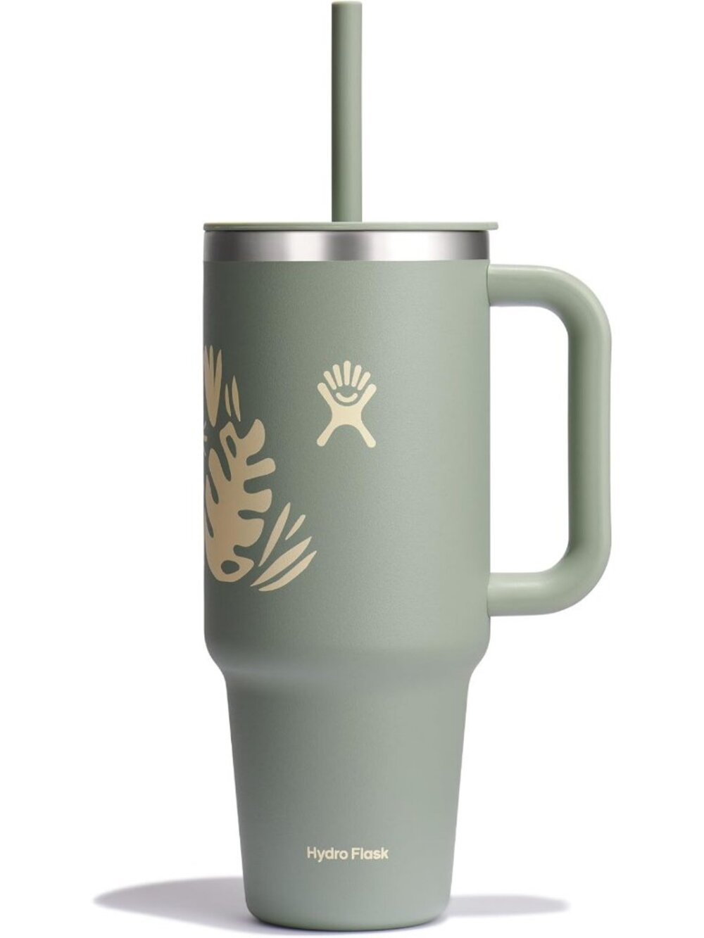 Insulated 40 Oz Travel Tumbler with Handle, Lid & Straw - Stainless Steel, Green